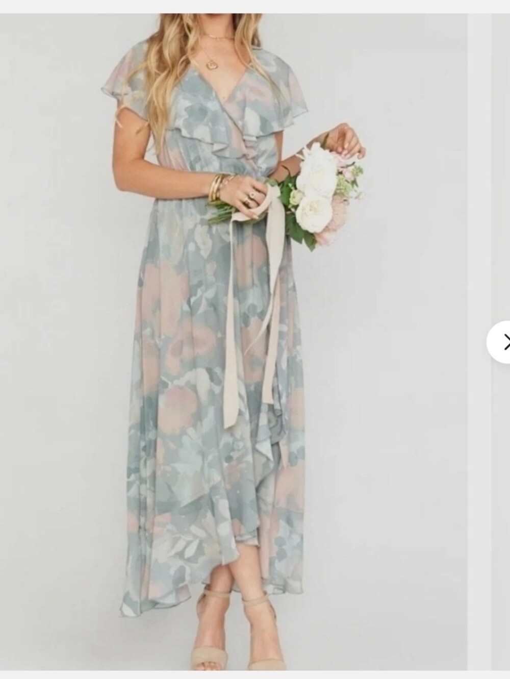 Show Me Your MuMu Pastel Floral Wrap Maxi Dress in Sage & Blush